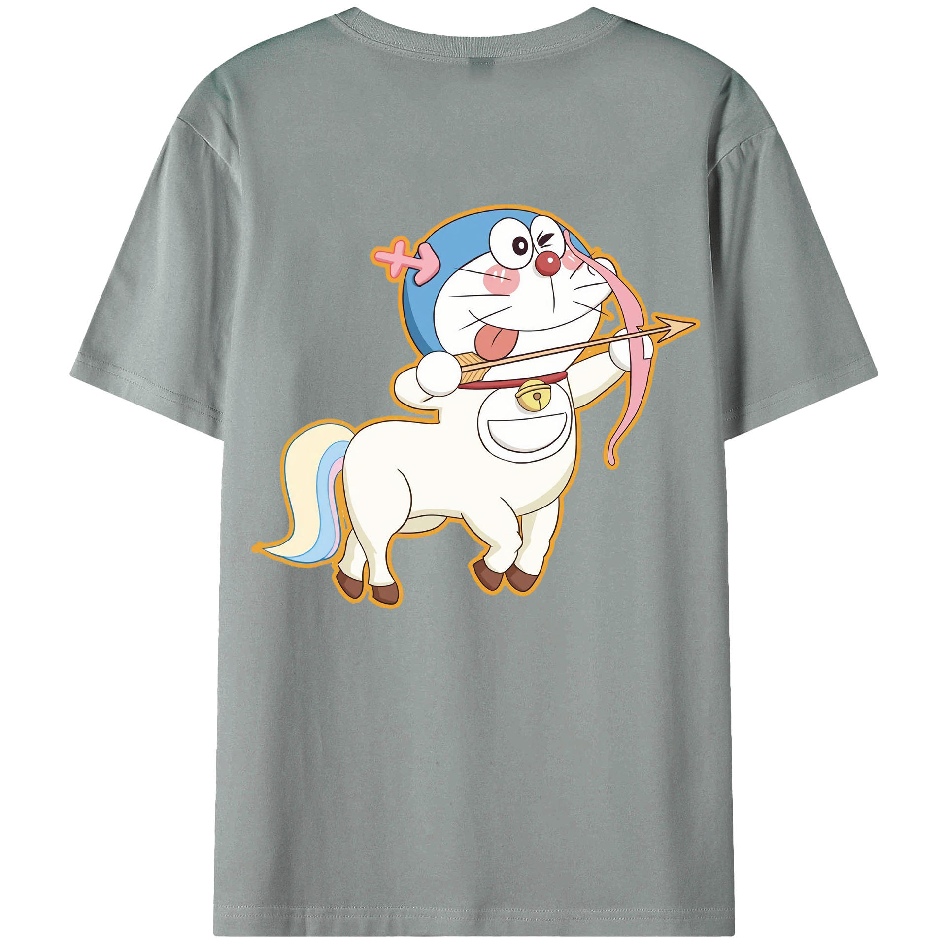 （画像用） ドラえもん Doraemon 綿100％ メンズ半袖Tシャツ（バックプリント） 通気性